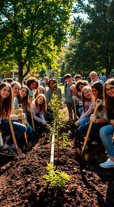 集体种树共筑绿色未来
