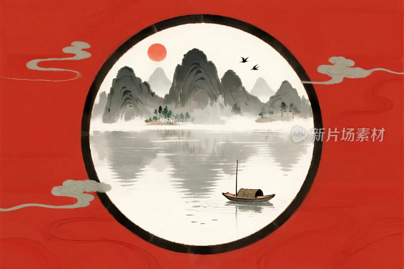 中式山水风景画