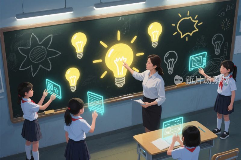 课堂互动教学插画