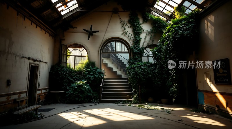 废弃建筑中的绿色生机