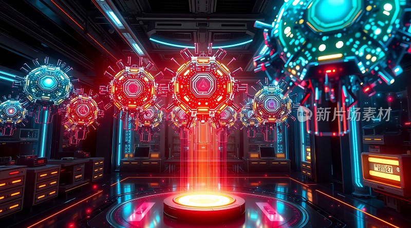 未来科技实验室机械装置与光效交织