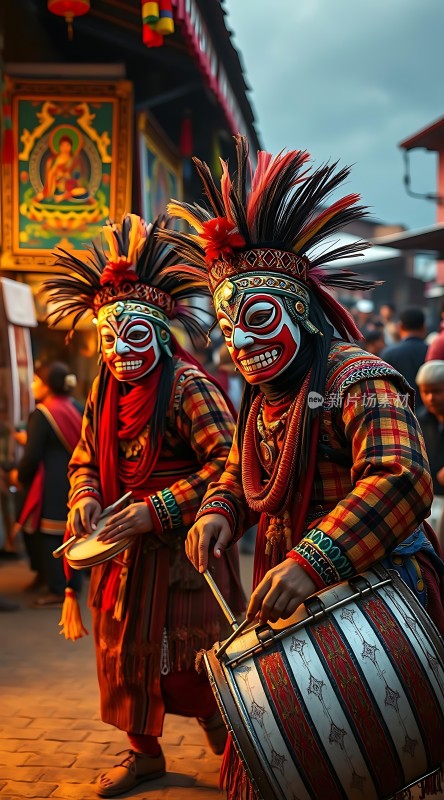 面具舞者街头表演