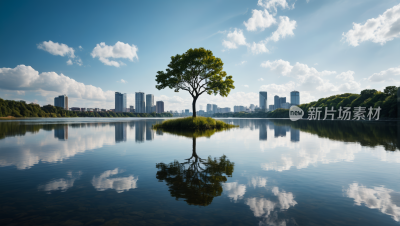 水中的一棵树风景风光高清图片