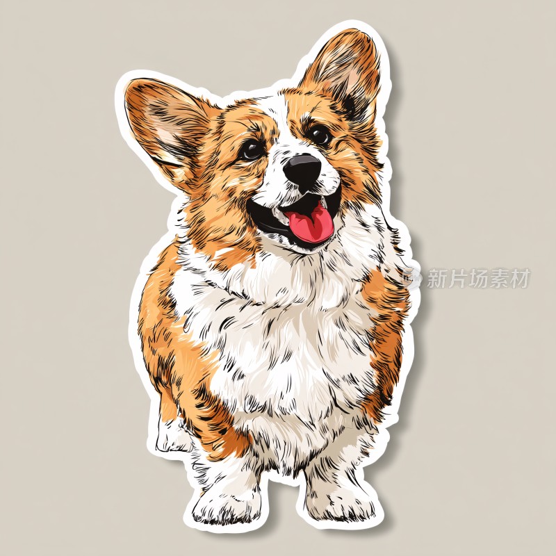 可爱柯基插画贴纸