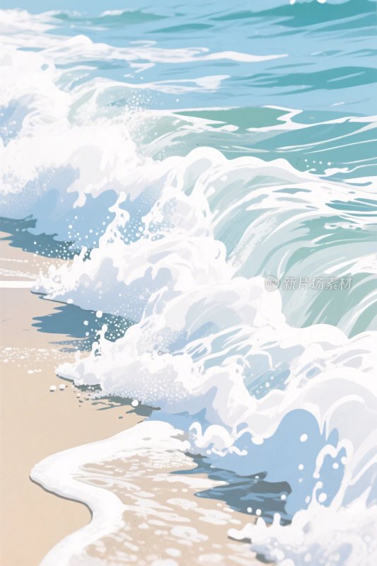 海滩海浪插画