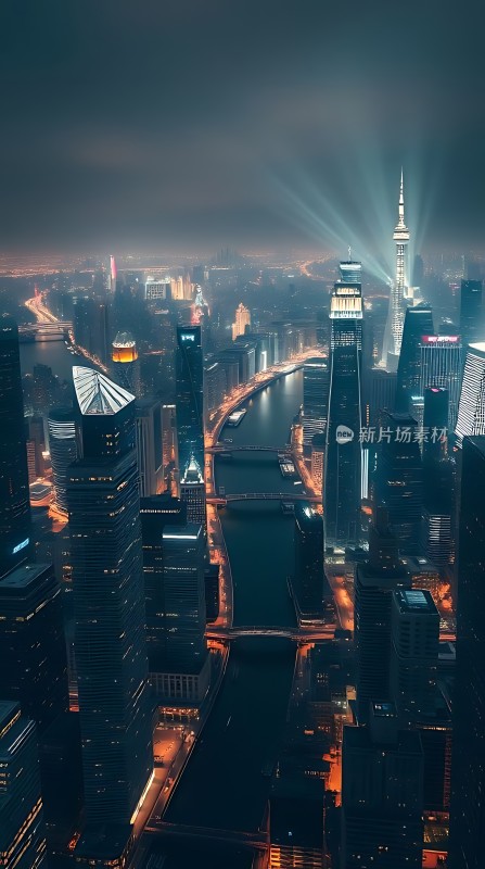 上海夜景黄浦江畔灯火辉煌