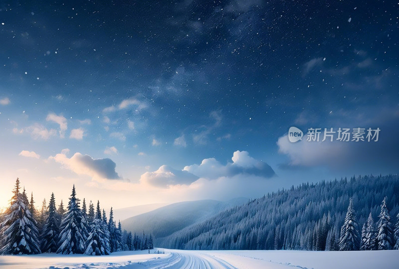 冬天冰雪天空自然风景