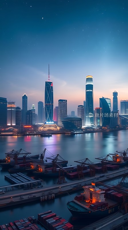 上海夜景黄浦江畔灯火辉煌