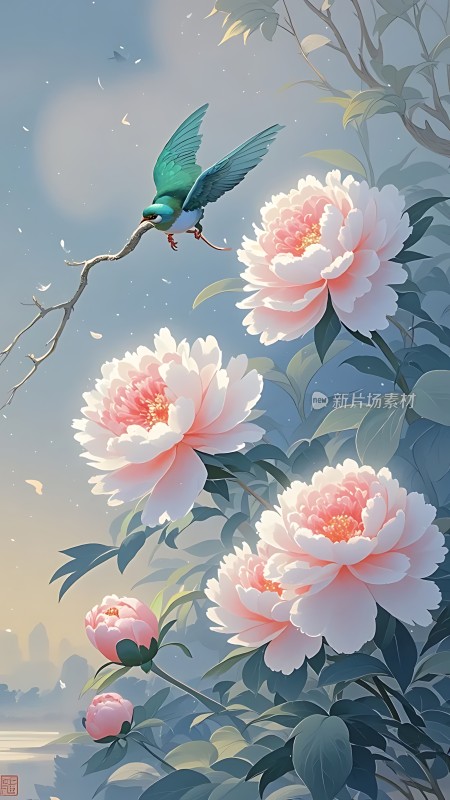 翠鸟轻舞花间梦