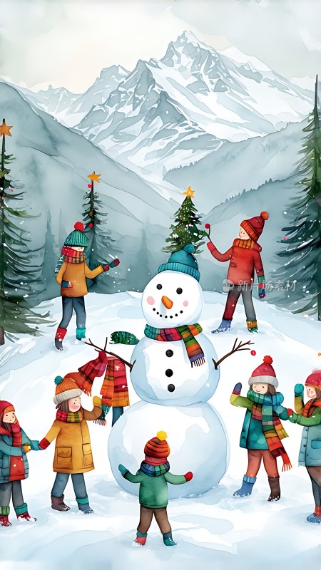 雪人节冬日里的欢乐时光