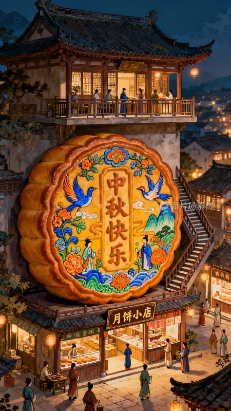 中秋佳节月饼小镇