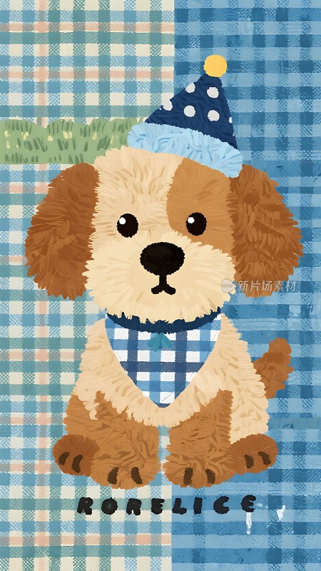 可爱小狗戴帽子围巾