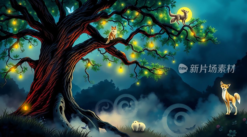 萤光树下的奇幻夜晚