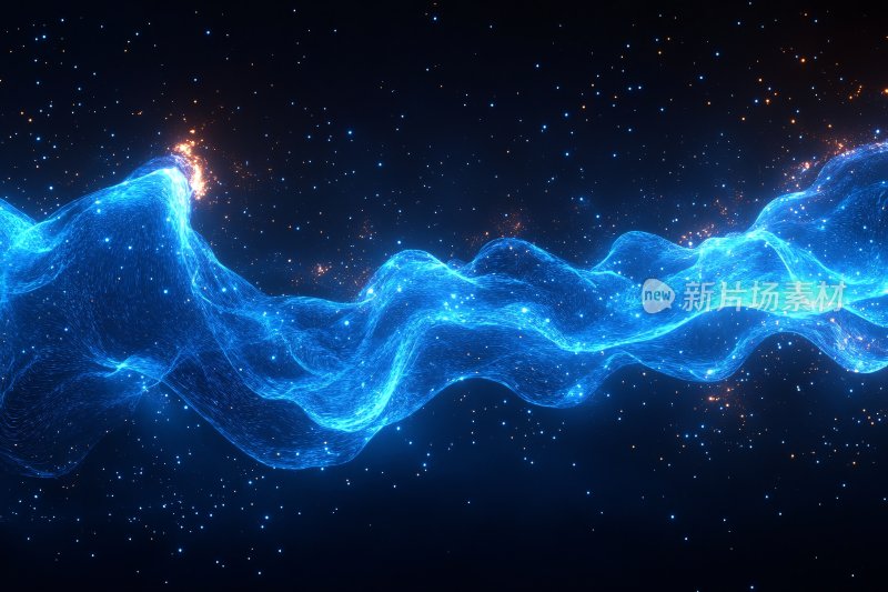 蓝色流动光效星空背景图