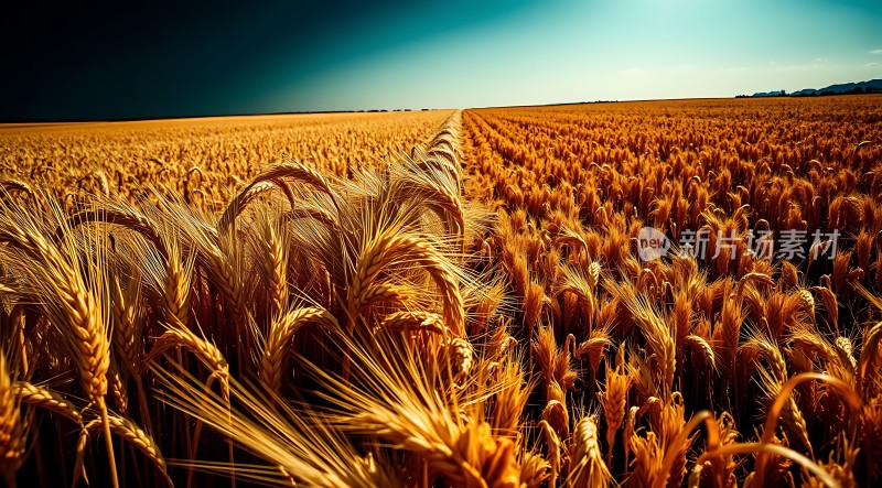 金色麦浪阳光下的丰收景象