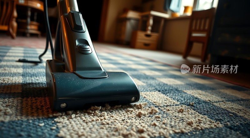 吸尘器清洁地毯展现家居环境整洁