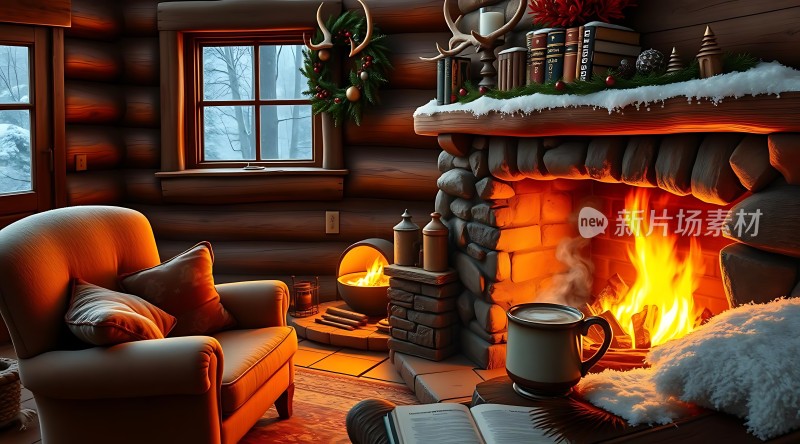 冬日暖炉旁的温馨时光
