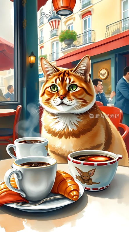 咖啡店里的橘猫