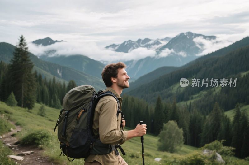 户外徒步登山者