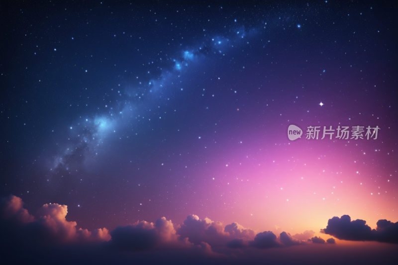 紫蓝色的天空有星星和云彩高清背景图片