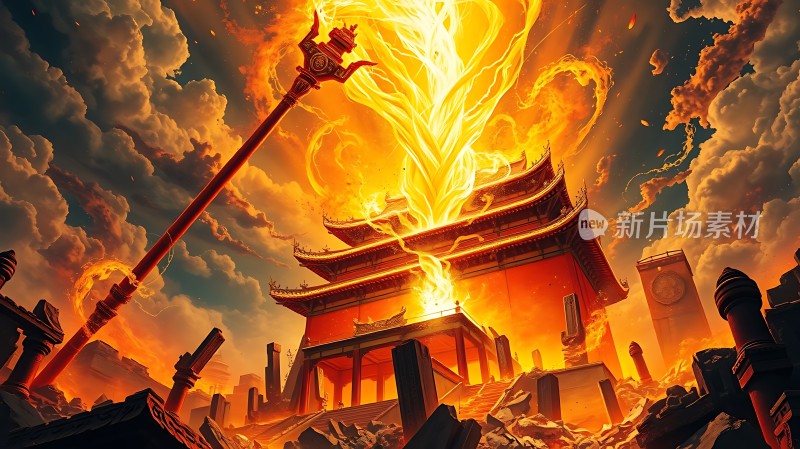 火光冲天古城毁灭