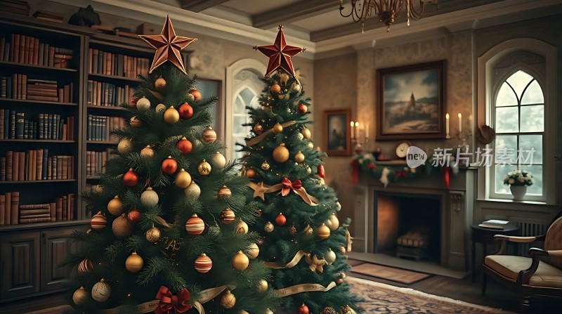 温馨客厅里的圣诞树