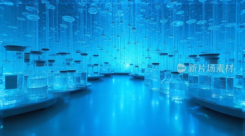 蓝色实验室瓶装置艺术
