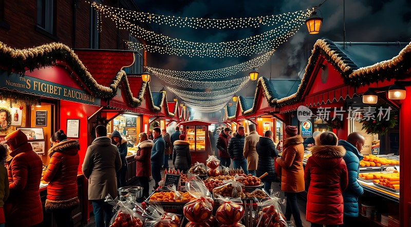 圣诞集市夜市繁华