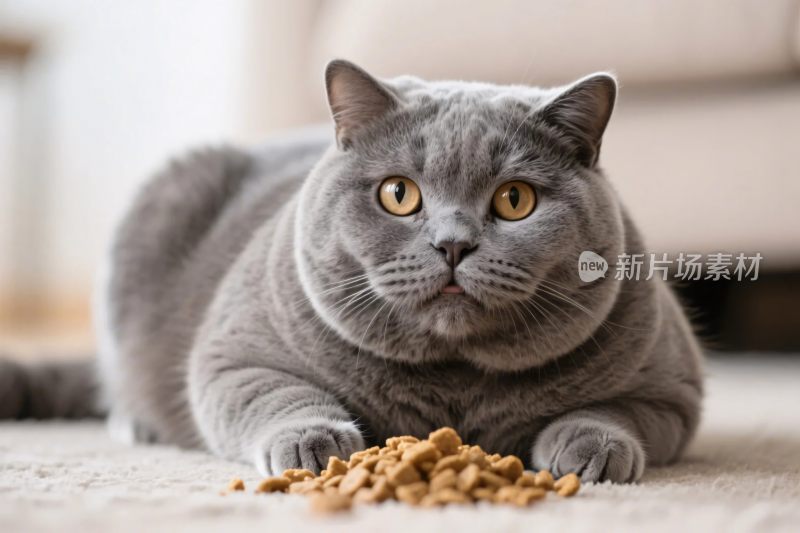 灰色猫咪进食画面