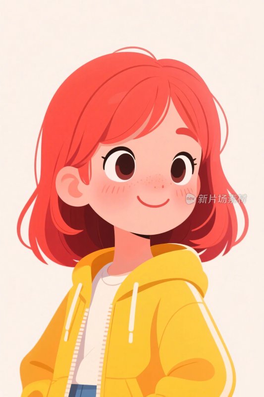 红发卡通女孩插画