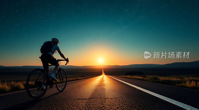 骑行者与日出共舞