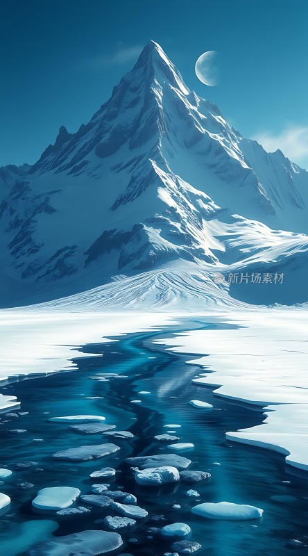 冰封雪原上的神秘山峰