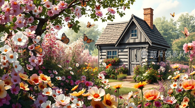 春日小屋花海中的温馨家园