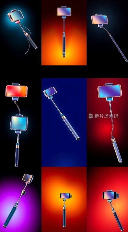 九宫格自拍杆手机支架拍摄神器