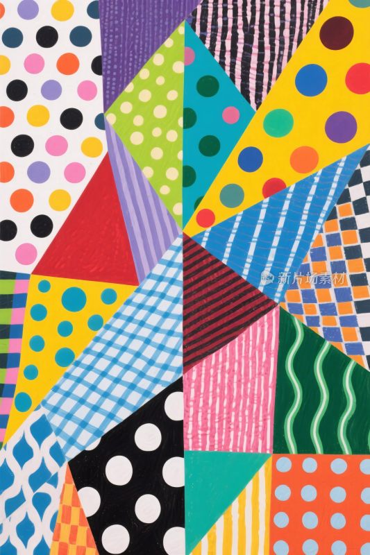 多彩几何拼贴插画