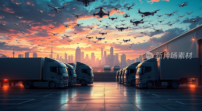 未来物流无人机与卡车协同作业