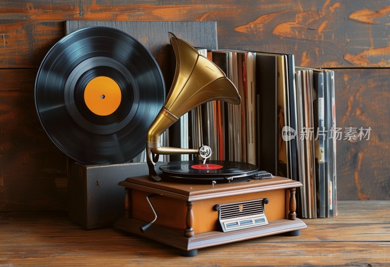 复古留声机黑胶唱片