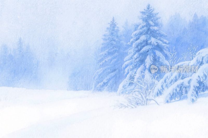 雪景雪林插画