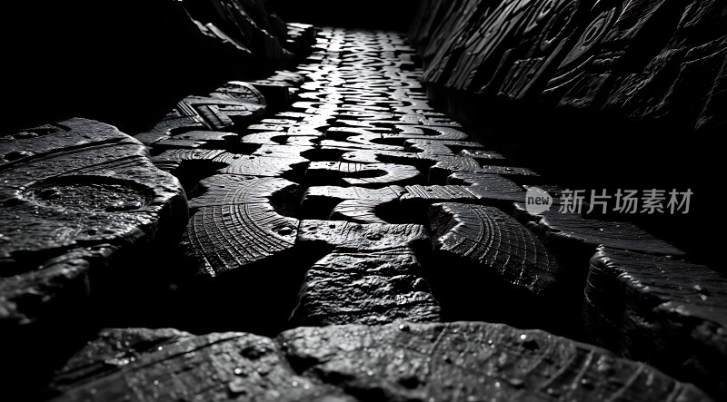 光影交错下的古老石道