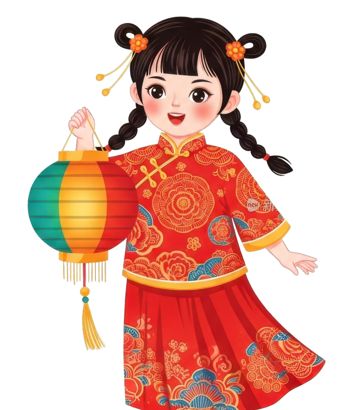 提着红灯笼的中国风女孩