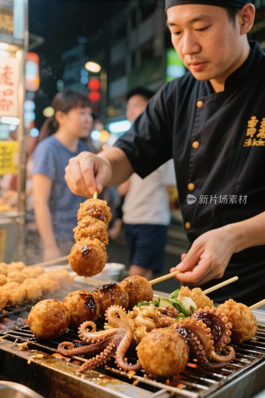 街头夜市烤美食场景