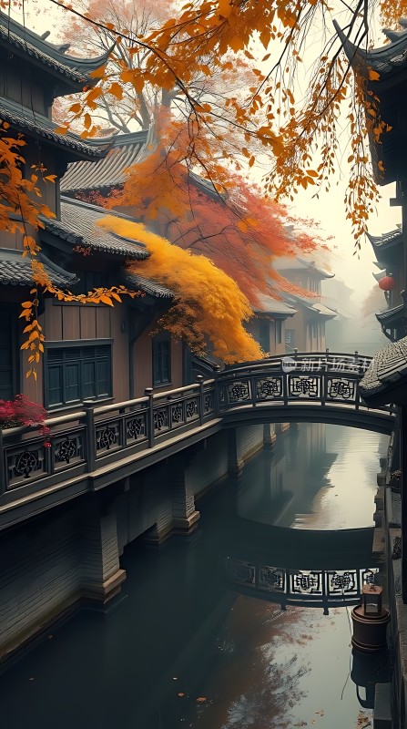 秋日古桥映水乡