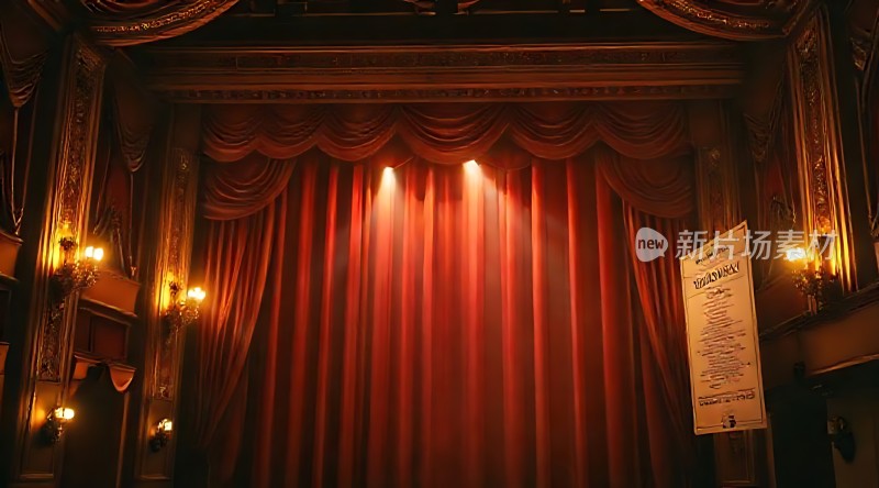 剧院舞台上的红色帷幕