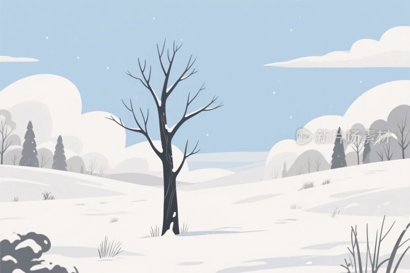 冬季雪景插画