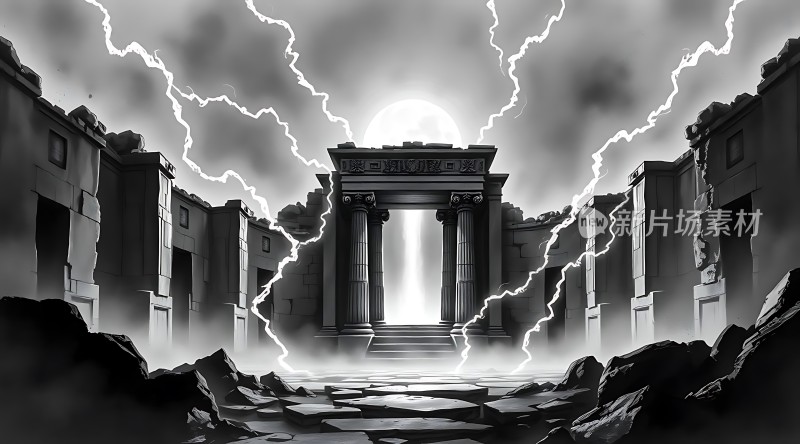 古建筑闪电风暴