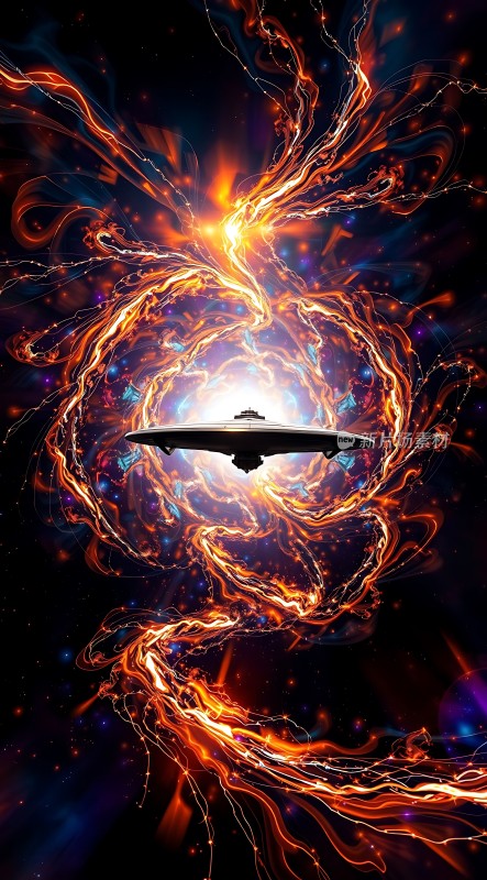 星际飞船穿越炫目能量场