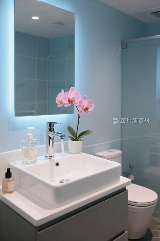 现代浴室洗手台场景