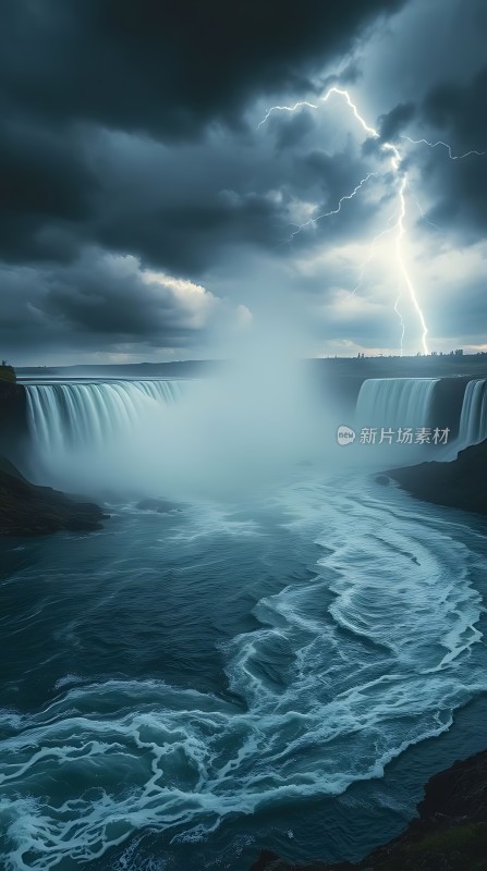瀑布闪电奇观
