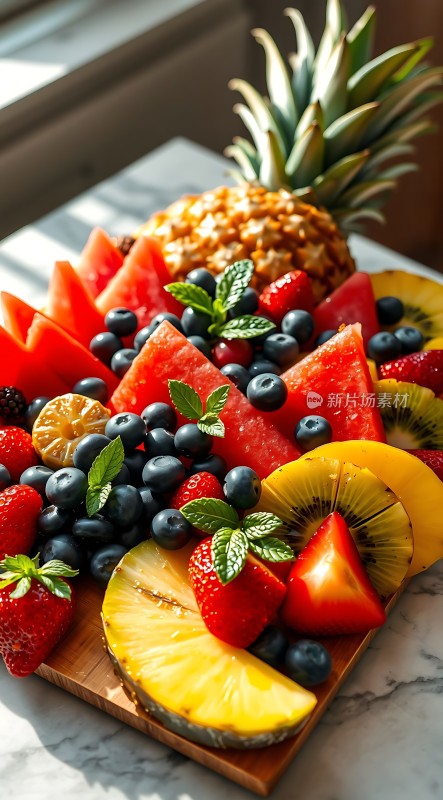 阳光下的水果拼盘