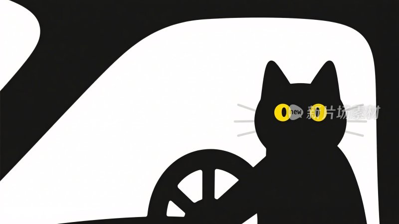 黑猫驾驶插画